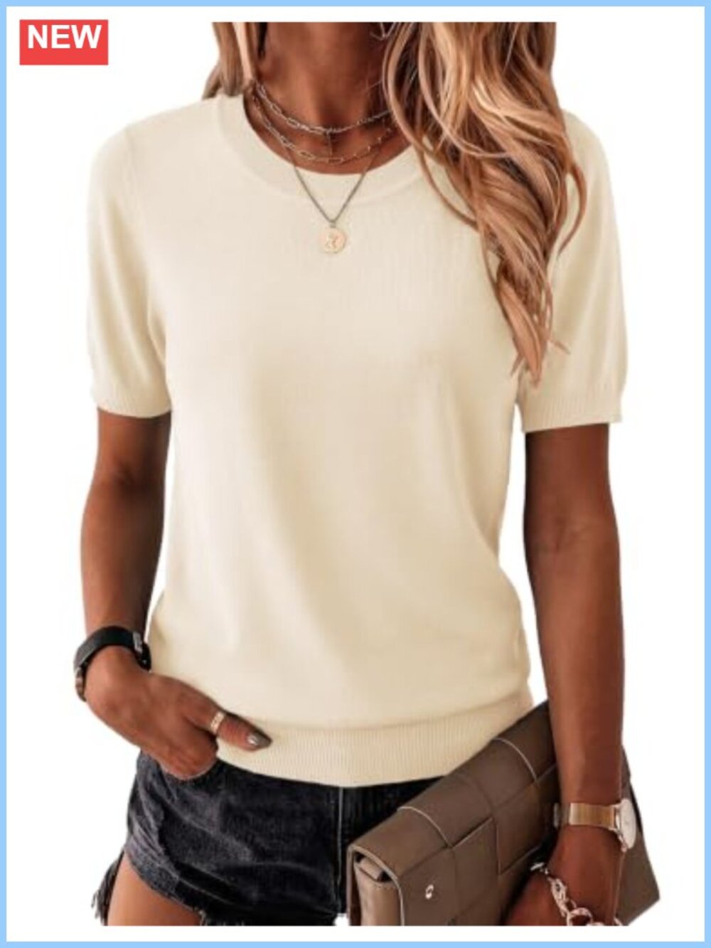 Zeagoo Women's Short Sleeve Crewneck Pullover Sweater - Soft Viscose Knit